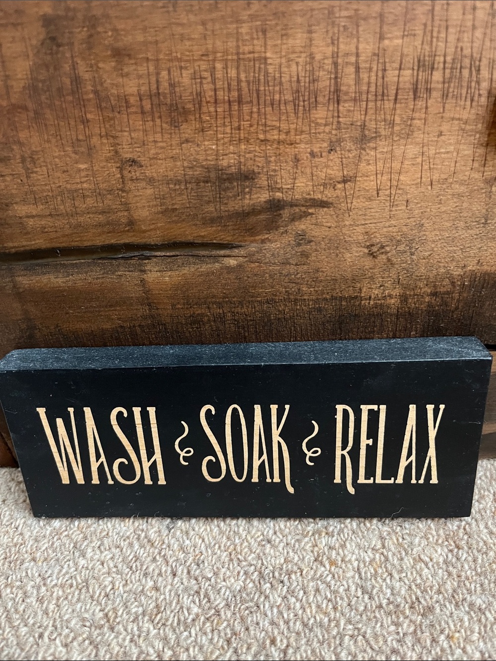 Black "Wash Soak Relax" Decorative Bath Sign - Unbranded